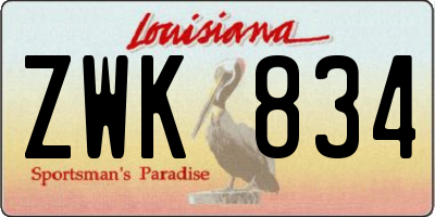 LA license plate ZWK834