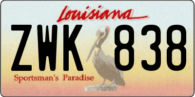 LA license plate ZWK838