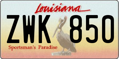 LA license plate ZWK850