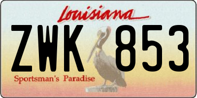 LA license plate ZWK853