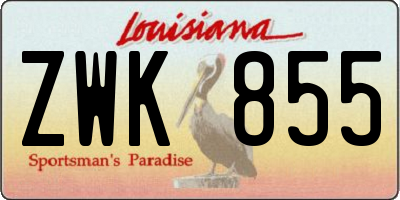 LA license plate ZWK855