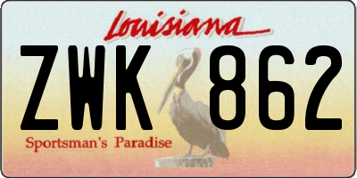 LA license plate ZWK862