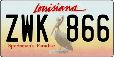 LA license plate ZWK866