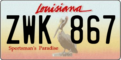 LA license plate ZWK867