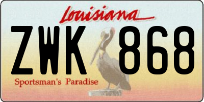 LA license plate ZWK868