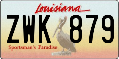 LA license plate ZWK879