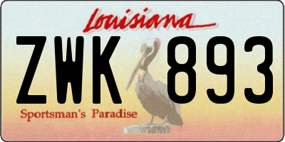 LA license plate ZWK893