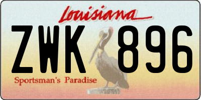 LA license plate ZWK896