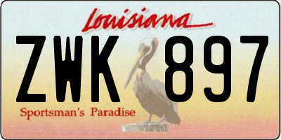 LA license plate ZWK897