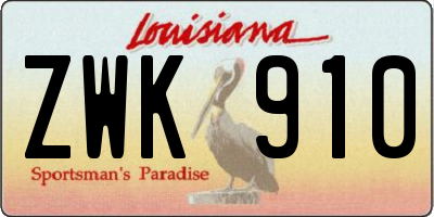 LA license plate ZWK910