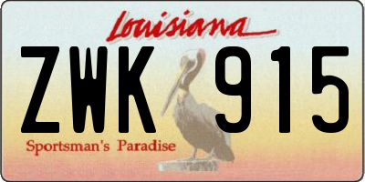 LA license plate ZWK915