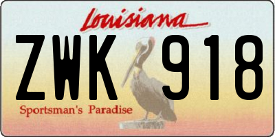 LA license plate ZWK918