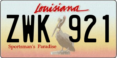 LA license plate ZWK921