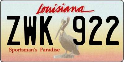 LA license plate ZWK922