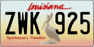 LA license plate ZWK925