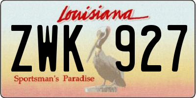 LA license plate ZWK927