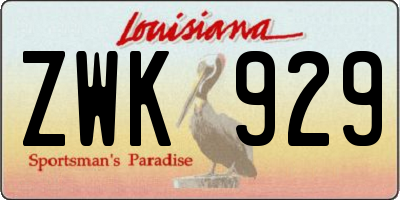 LA license plate ZWK929