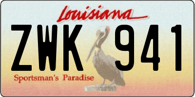 LA license plate ZWK941