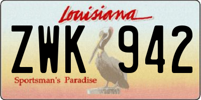 LA license plate ZWK942