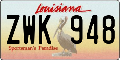 LA license plate ZWK948
