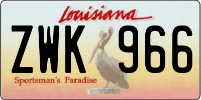 LA license plate ZWK966