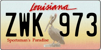 LA license plate ZWK973