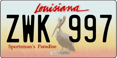 LA license plate ZWK997