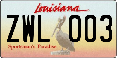 LA license plate ZWL003