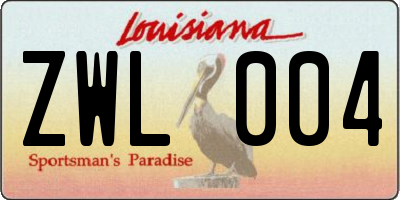 LA license plate ZWL004