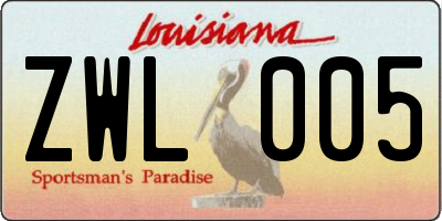 LA license plate ZWL005