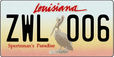 LA license plate ZWL006