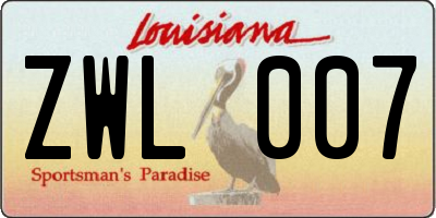 LA license plate ZWL007