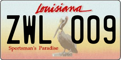 LA license plate ZWL009