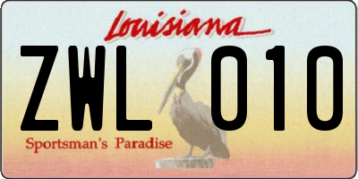 LA license plate ZWL010