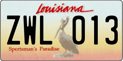 LA license plate ZWL013