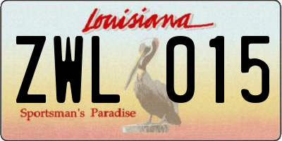 LA license plate ZWL015