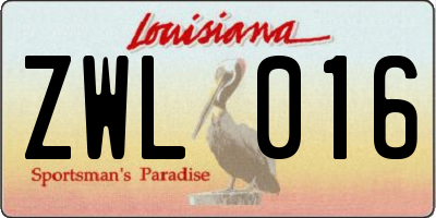 LA license plate ZWL016