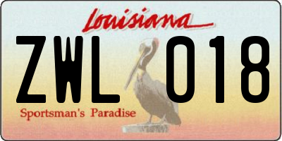 LA license plate ZWL018