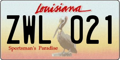 LA license plate ZWL021