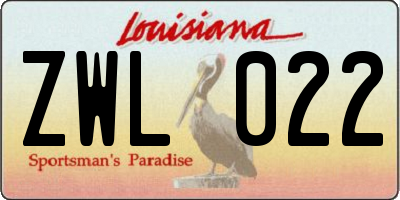 LA license plate ZWL022