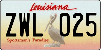 LA license plate ZWL025