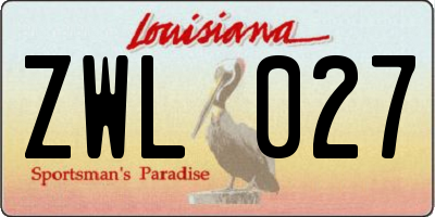 LA license plate ZWL027