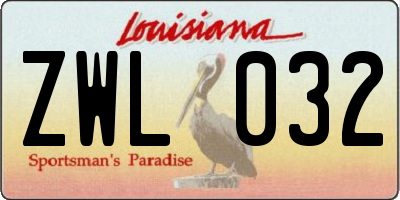 LA license plate ZWL032