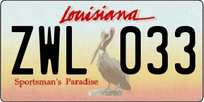 LA license plate ZWL033