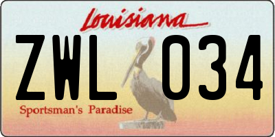 LA license plate ZWL034