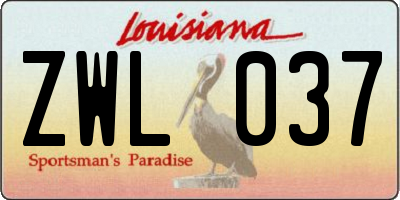 LA license plate ZWL037