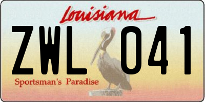 LA license plate ZWL041