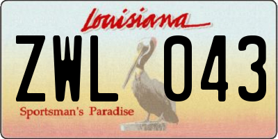 LA license plate ZWL043