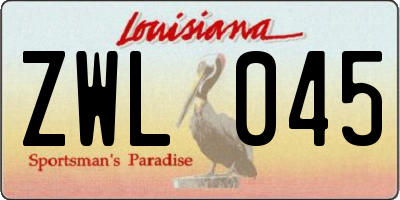 LA license plate ZWL045