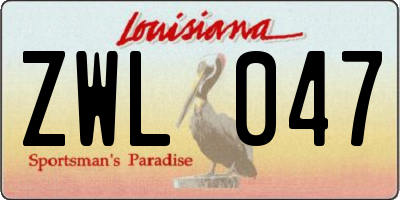 LA license plate ZWL047